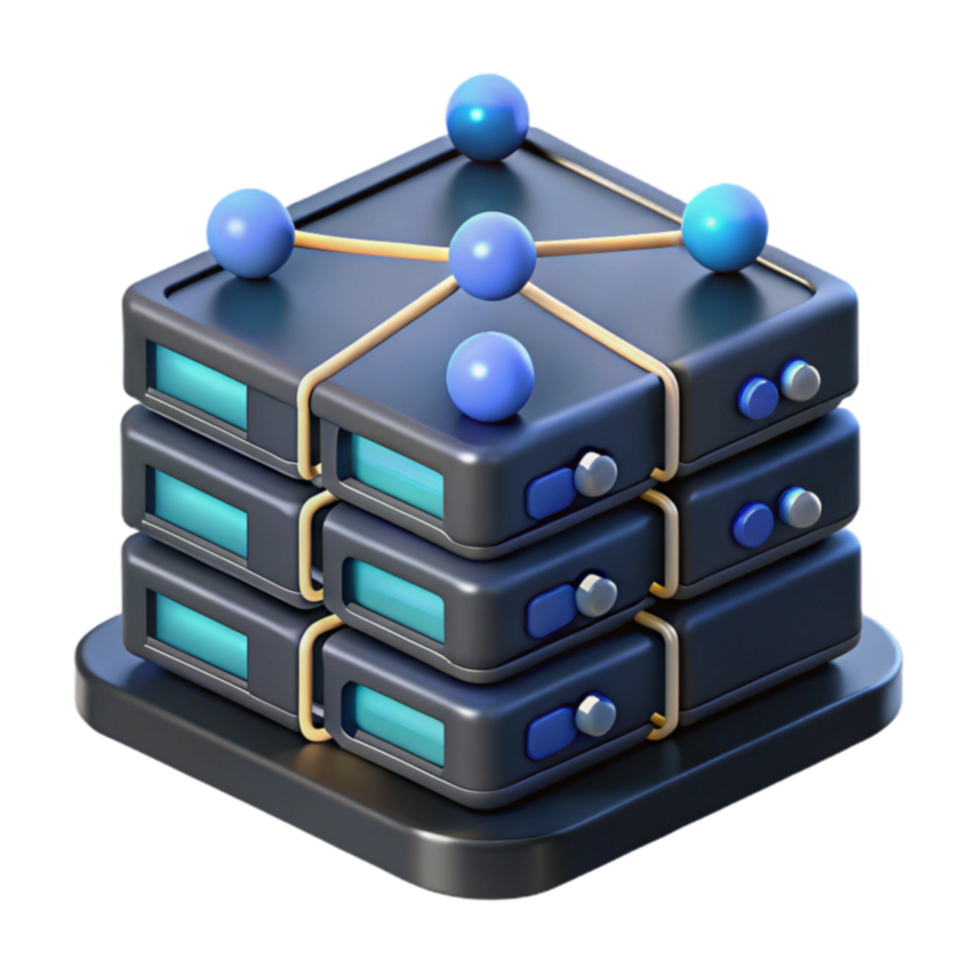 Interconnected Data Servers Network Architecture Visualization png