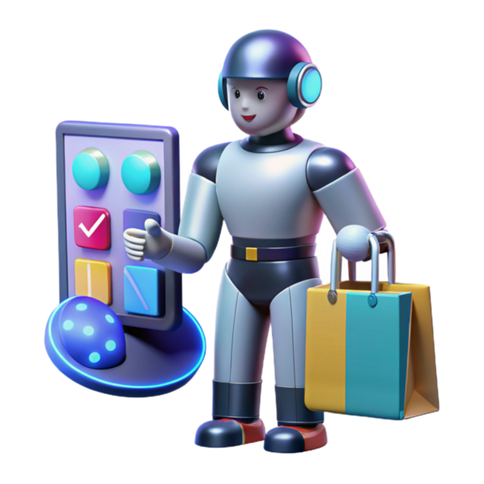 Robot Assistant Online Shopping Digital Interface png