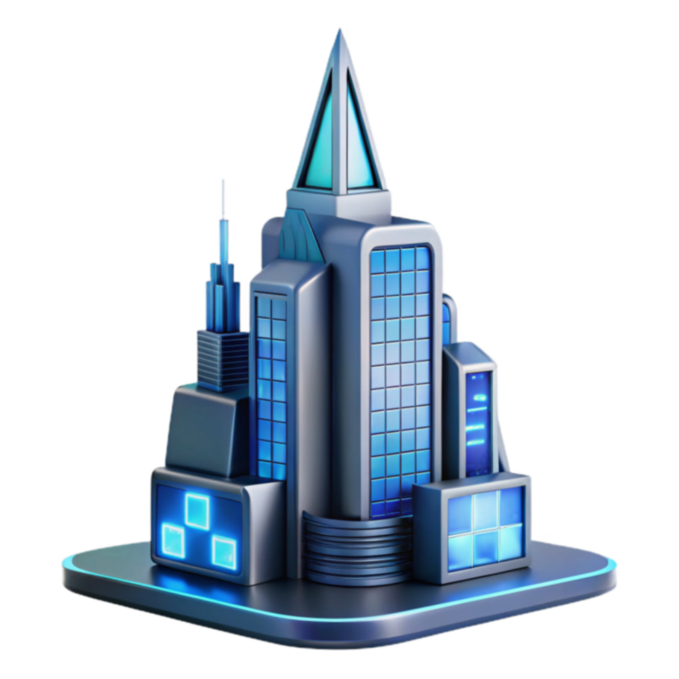 Futuristic Cityscape Digital Architecture 3D Model png