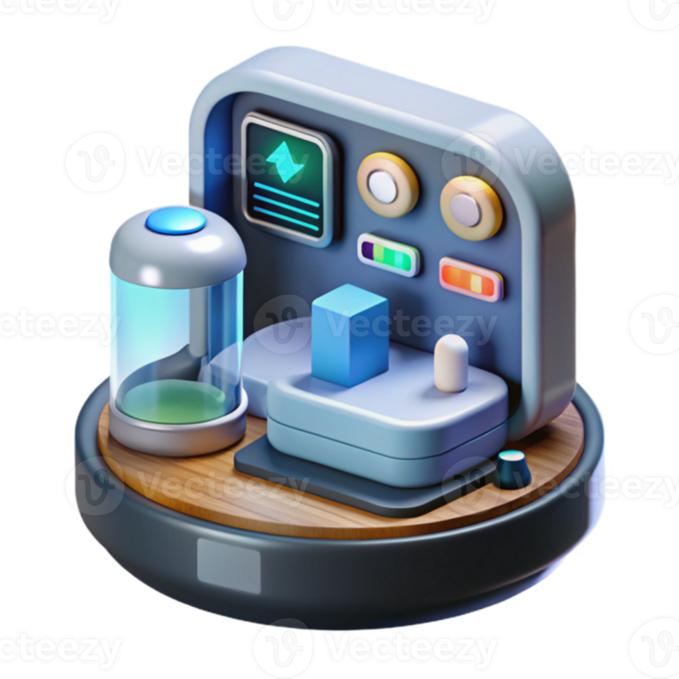 Futuristic 3D Control Panel Interactive Technology Interface png