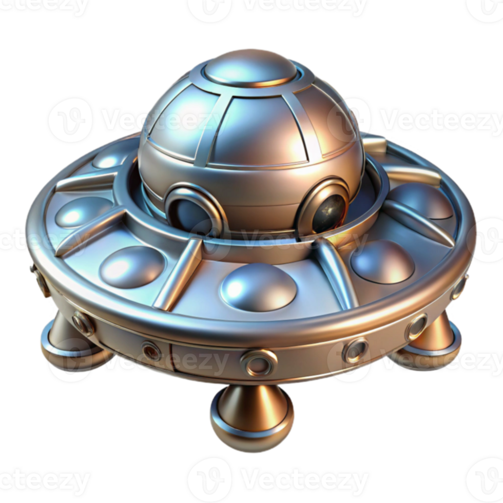 Futuristic Spaceship Design 3D Render of a Flying Saucer png