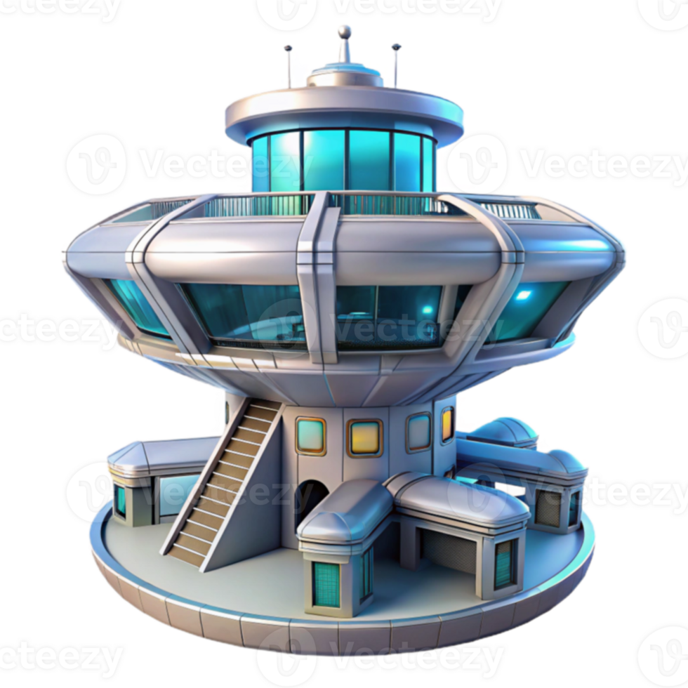 Futuristic Space Station Control Tower Design Concept png