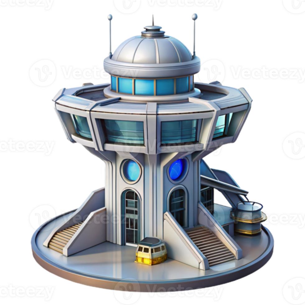 Futuristic Space Tower Control Center Design png