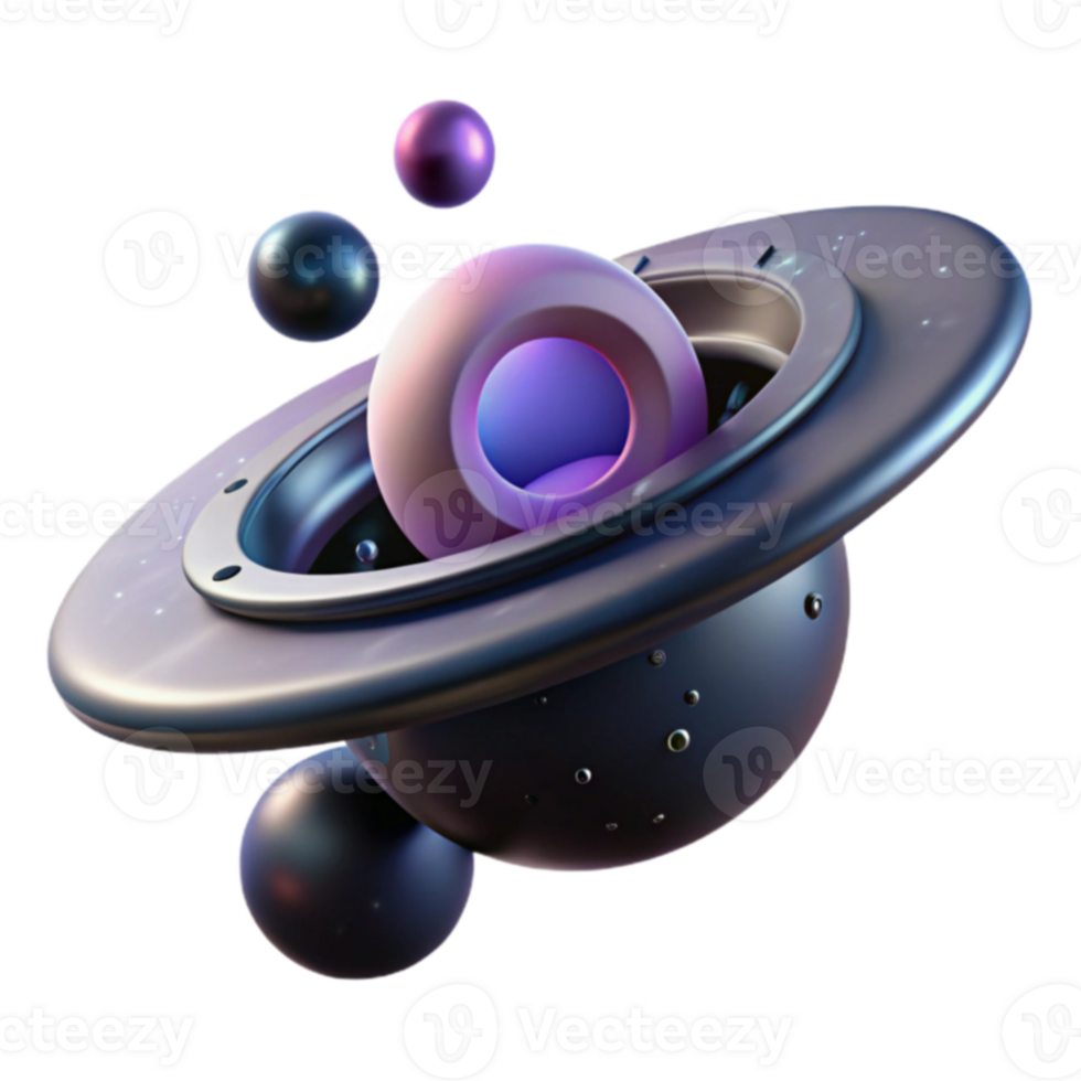 Abstract 3D Render Cosmic Sphere and Ring System png