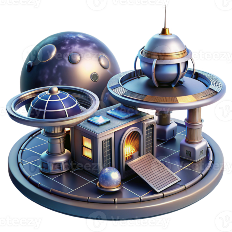 Futuristic Space Station Observatory, Dome, and Gateway png