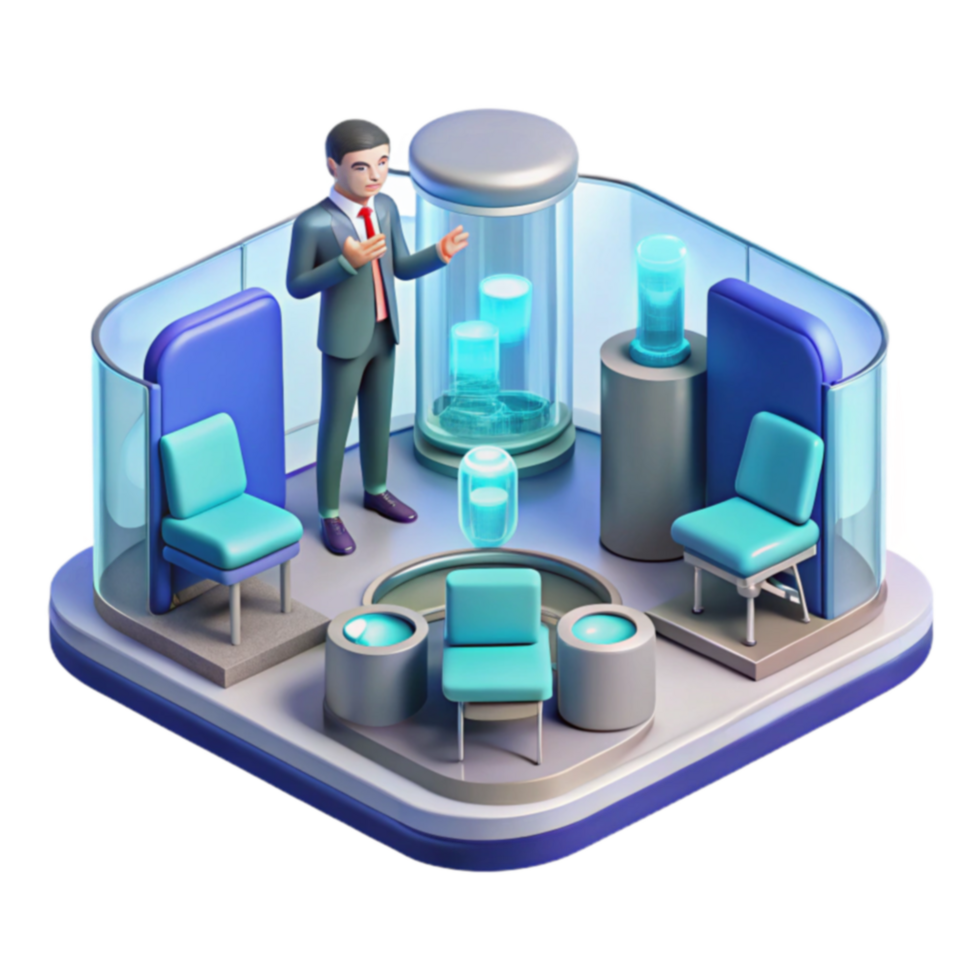 Future Office Data Visualization Workspace Design png