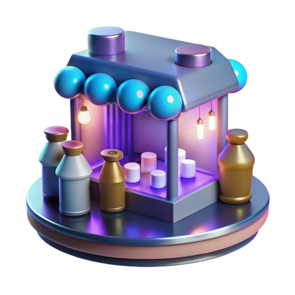 3D Render of a Milk and Marshmallow Stand png