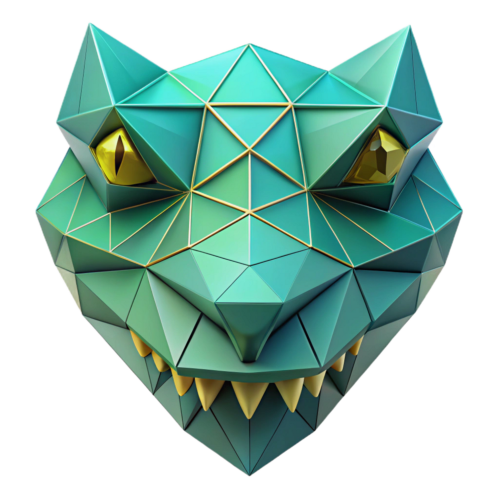 Geometric Reptile Mask Low Poly 3D Model png