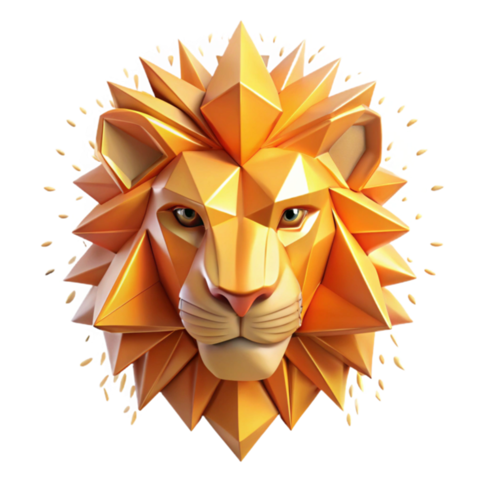Golden Lion Low Poly 3D Art png