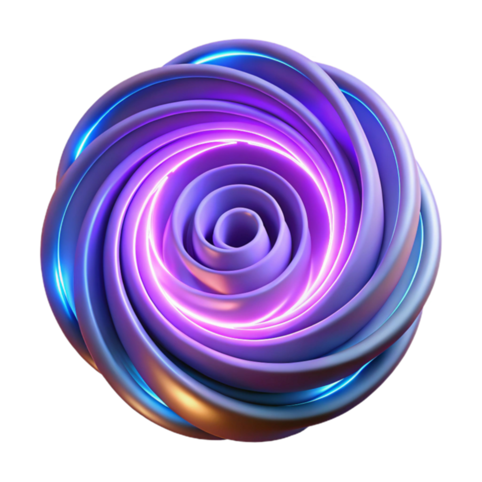 Abstract Swirling 3D Render with Neon Glow png