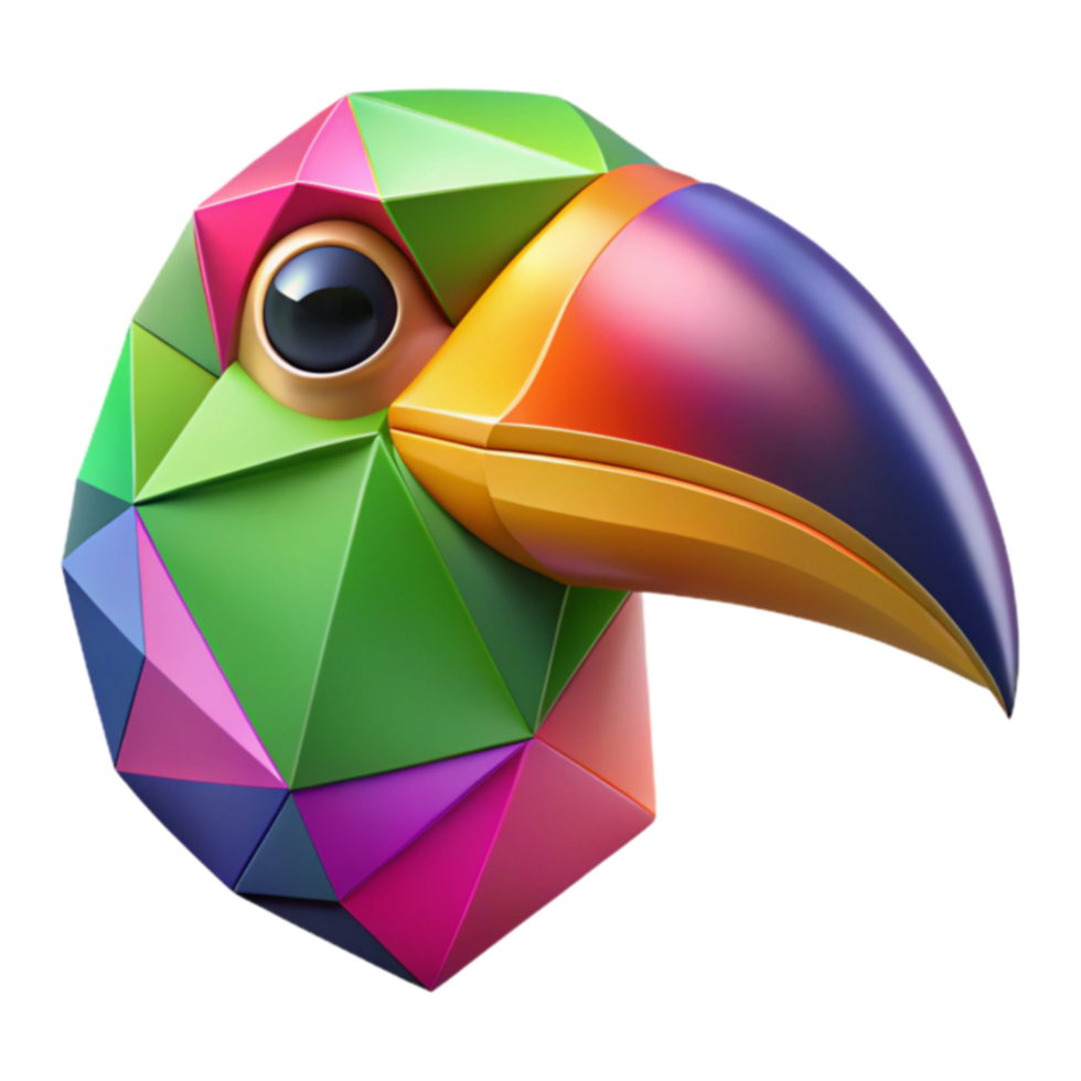 Vibrant Polygonal Toucan Head png