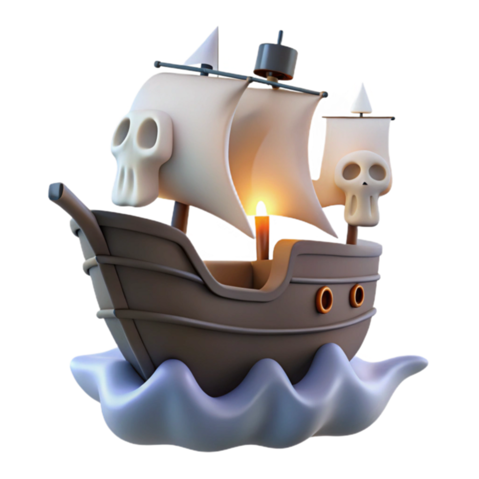 Spooky Ship 3D Model of a Pirate Galleon with Skulls png