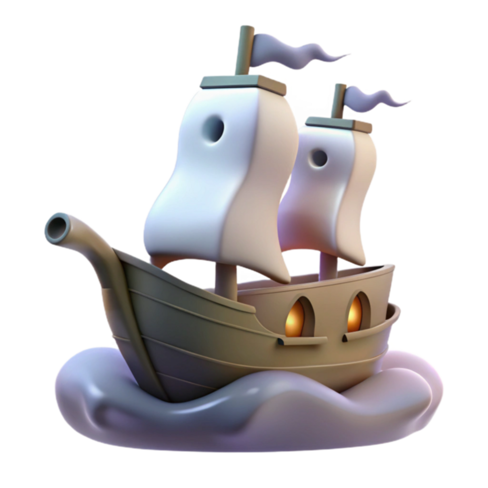Sailing Ship 3D Model of a Galleon at Sea png