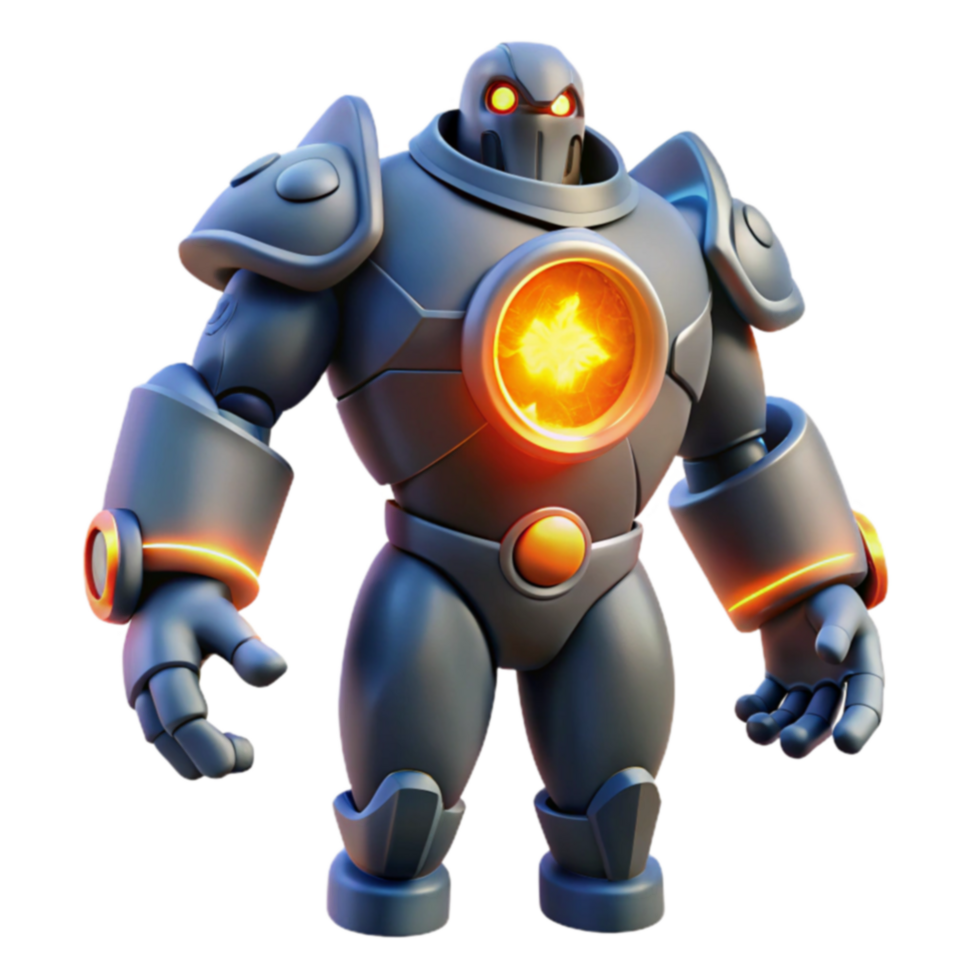 Powerful Armored Robot with Glowing Core png