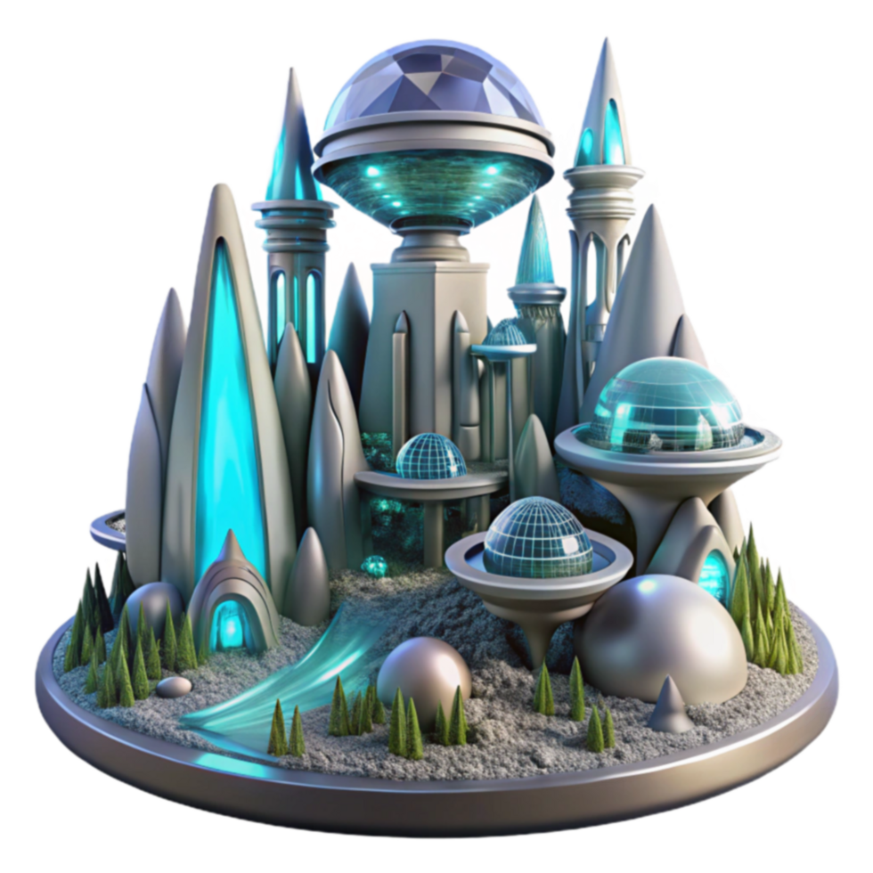 Futuristic Cityscape Architectural Wonders of a Sci-Fi Metropolis png