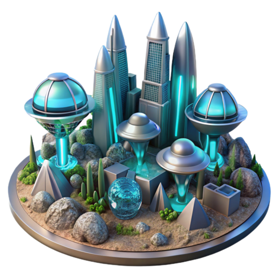 Futuristic Cityscape Sci-Fi Urban Design png