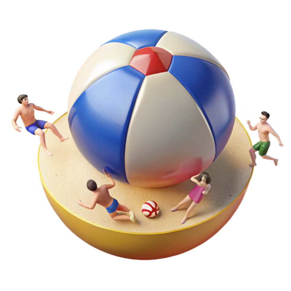 Summer Beach Fun Giant Beach Ball and People png