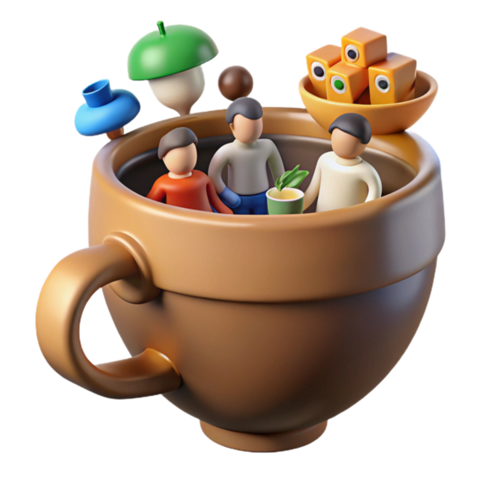 Miniature People in a Giant Teacup png