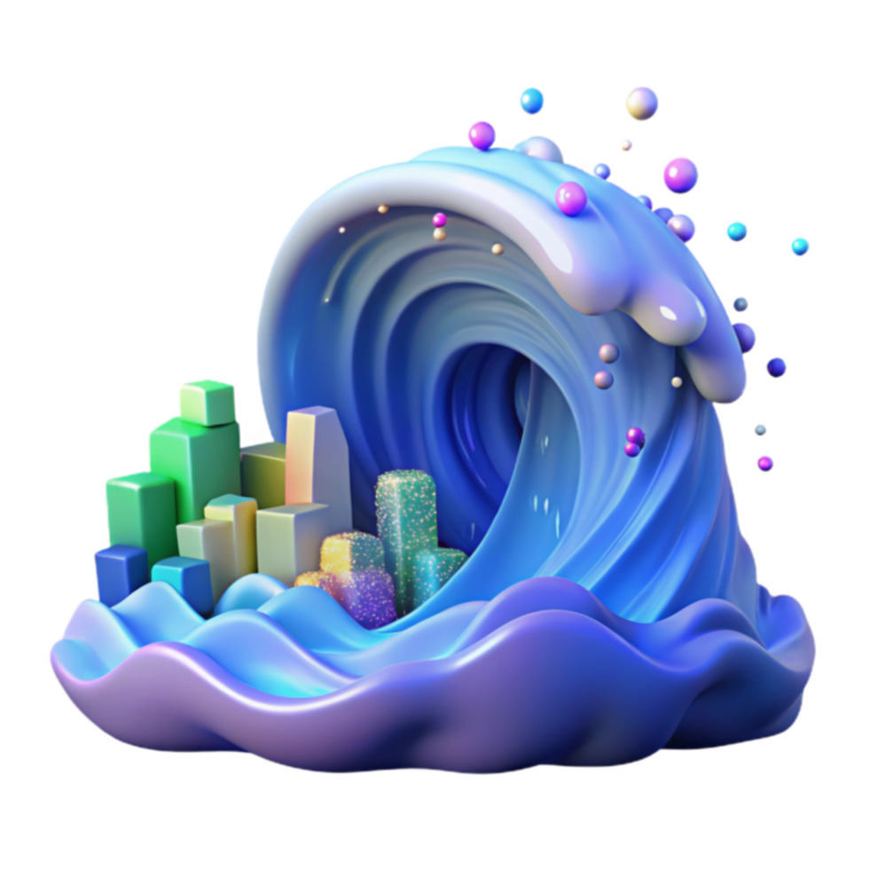 Abstract Wave Crashing Over Cityscape png
