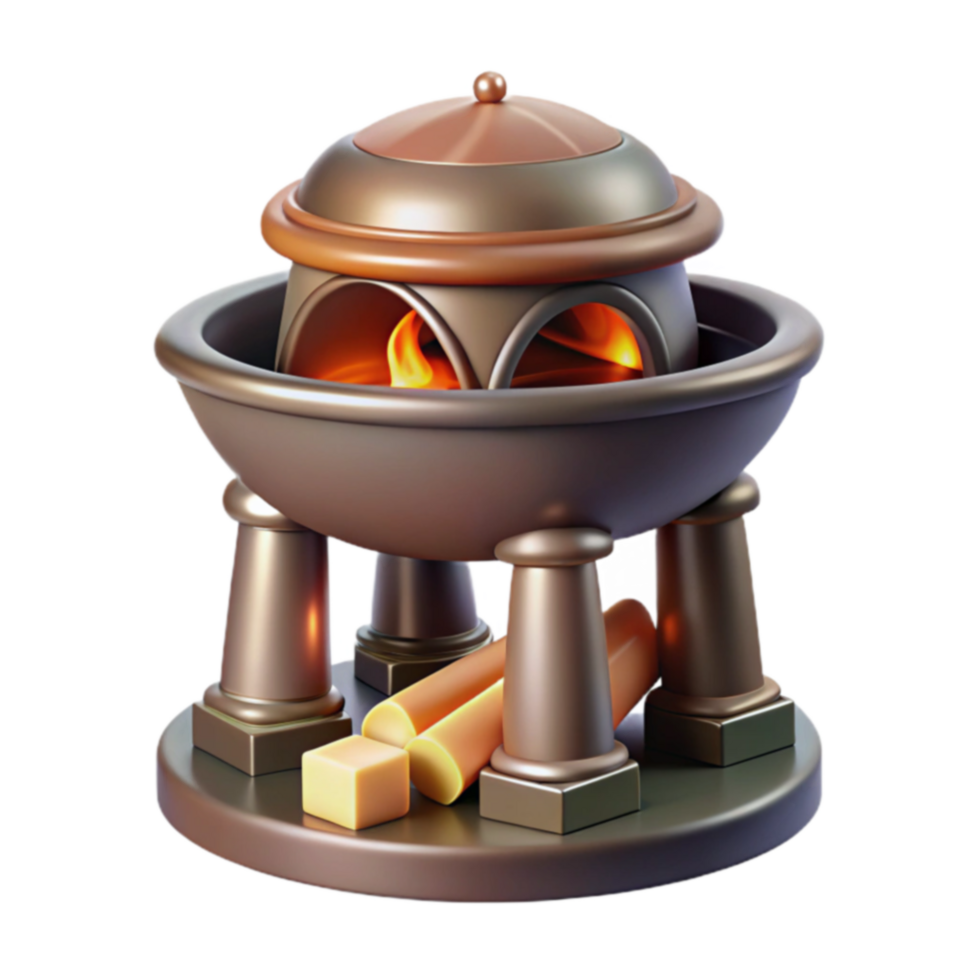 Ancient Bronze Fire Pit with Pillars png