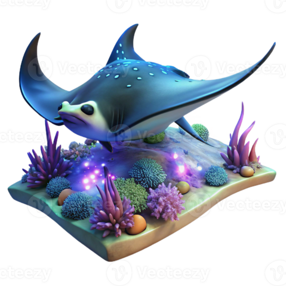 Ocean Ray 3D Render Coral Reef Habitat png
