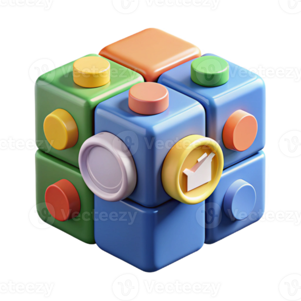 Colorful 3D Modular Blocks Creative Puzzle Game png