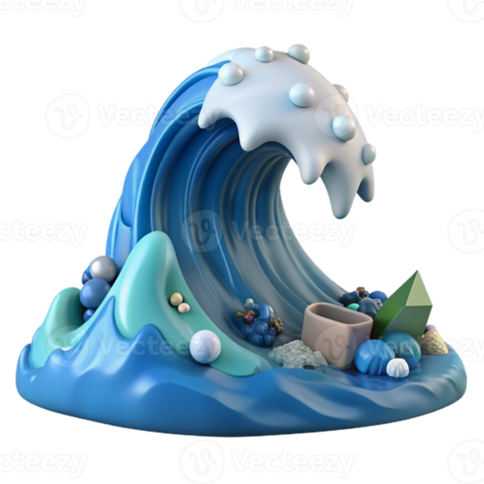 Ocean Wave 3D Model Abstract Aquatic Scene png