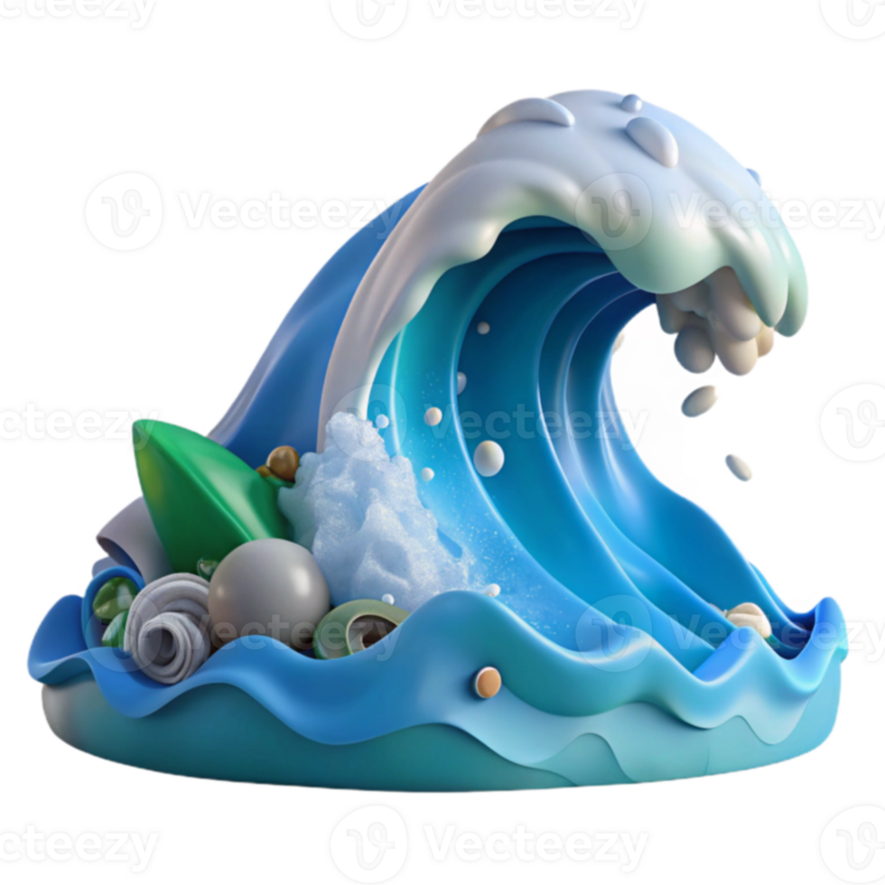 Ocean Wave 3D Render Foam, Bubbles, and Surf png