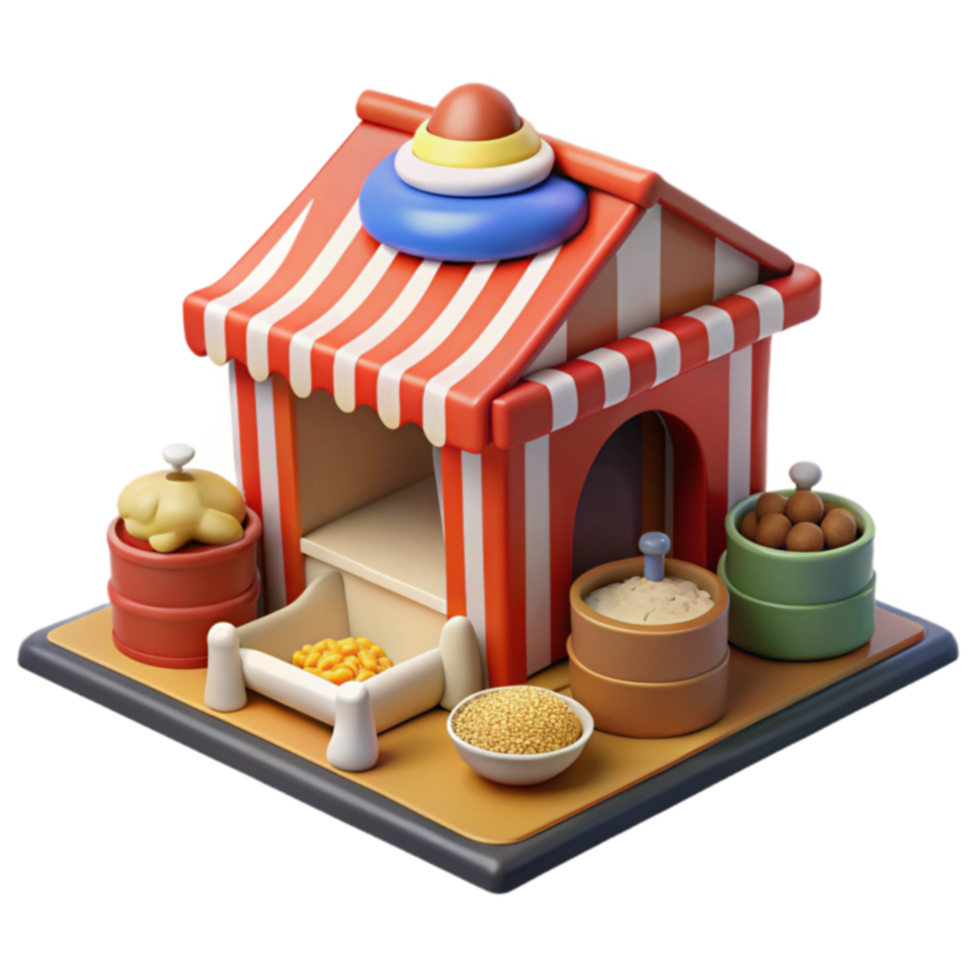 3D Render of a Festive Food Stall with Grains png
