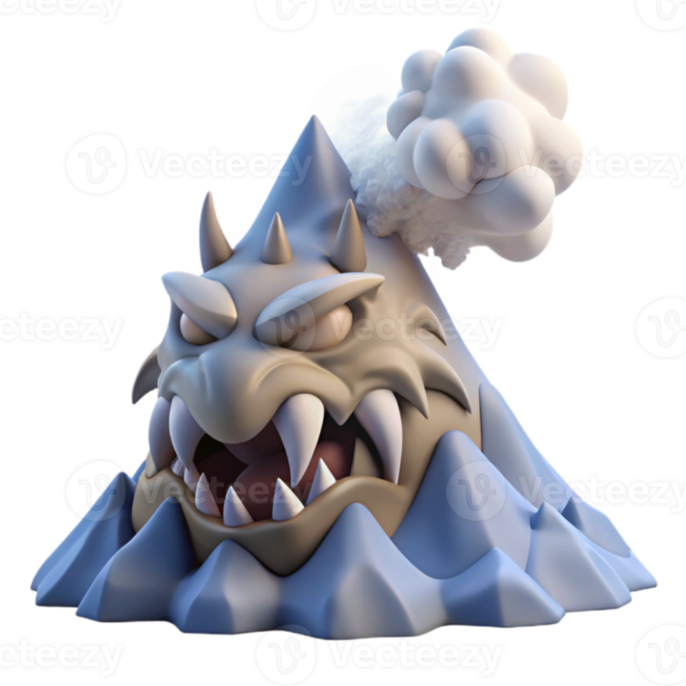 Angry Volcanic Monster 3D Render png