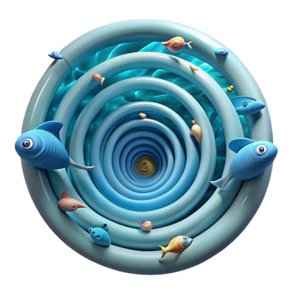 Whirlpool of Aquatic Life Colorful Fish in a Spiral png
