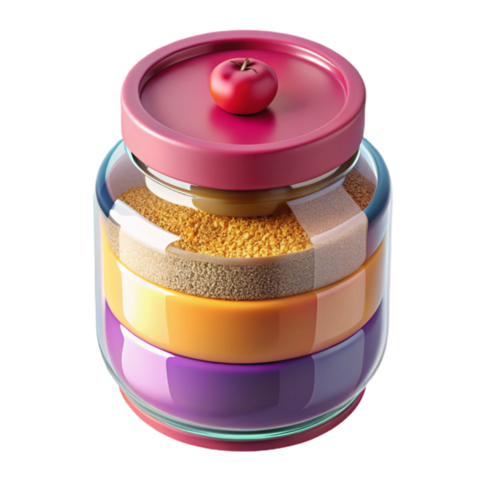 Layered Food Storage in Colorful Glass Jar png