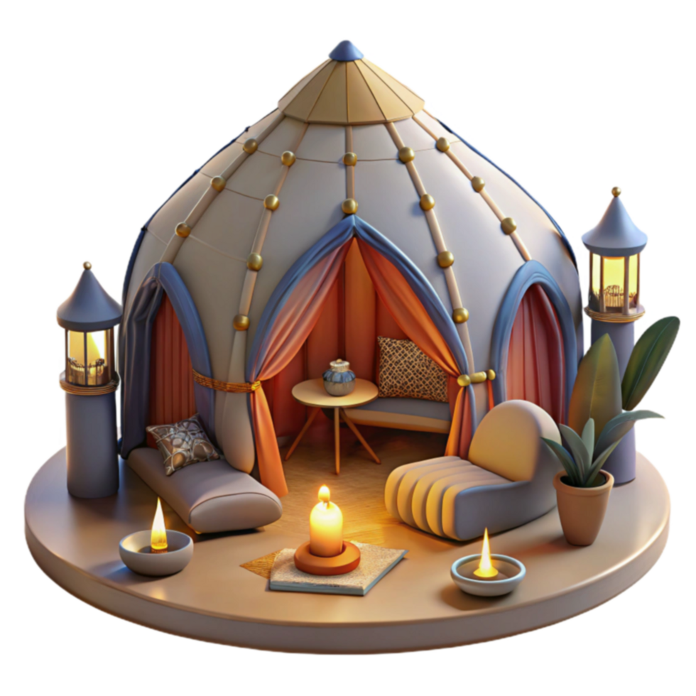 Cozy Dome Tent Relaxation Scene png