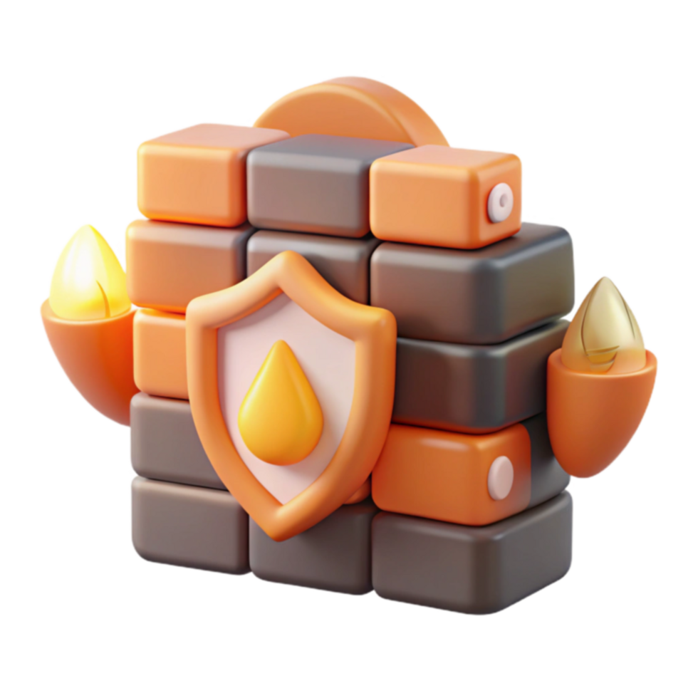 Secure Data Protection Brick Wall, Shield, and Oil Drop Icon png