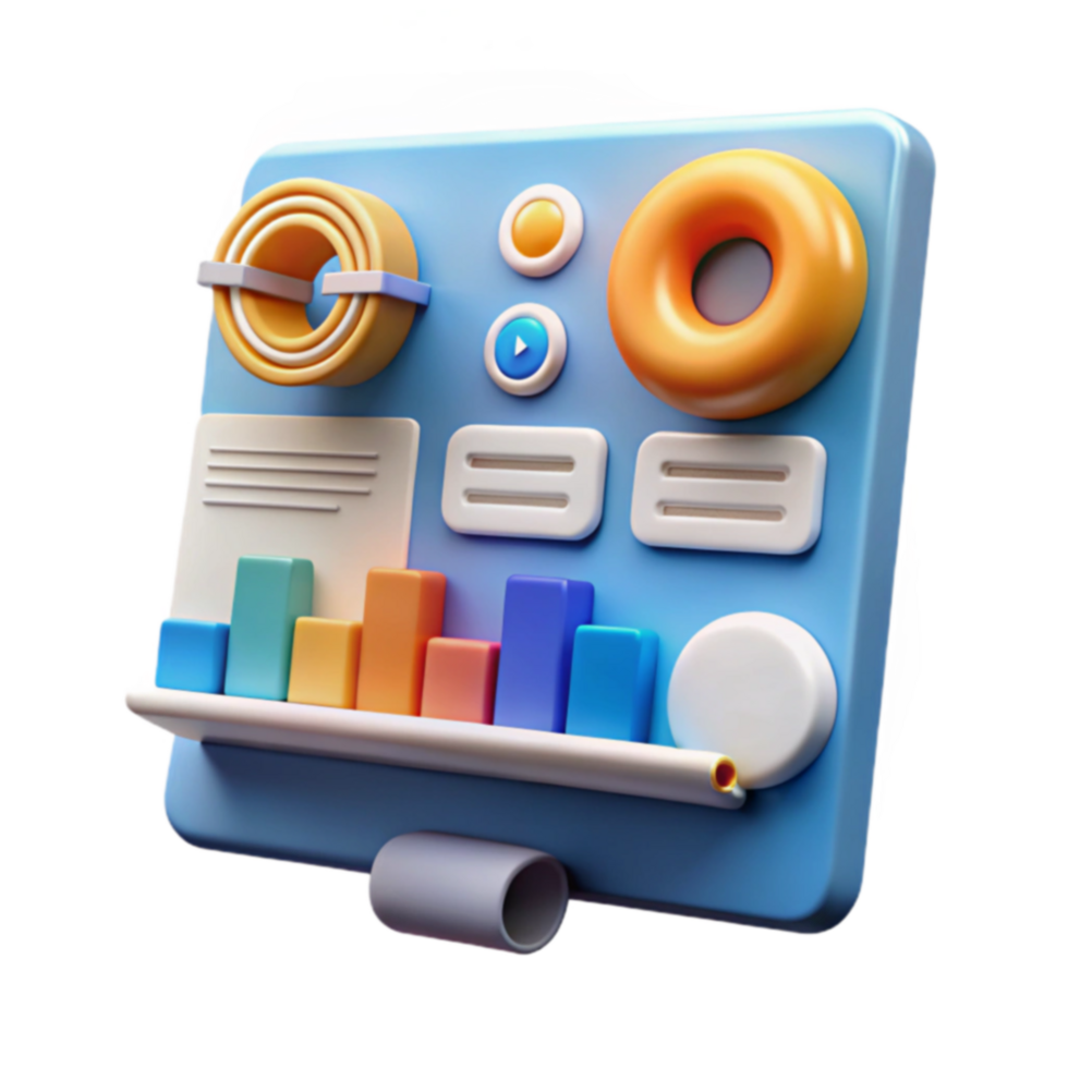 dati visualizzazione pannello di controllo colorato 3d ui design png