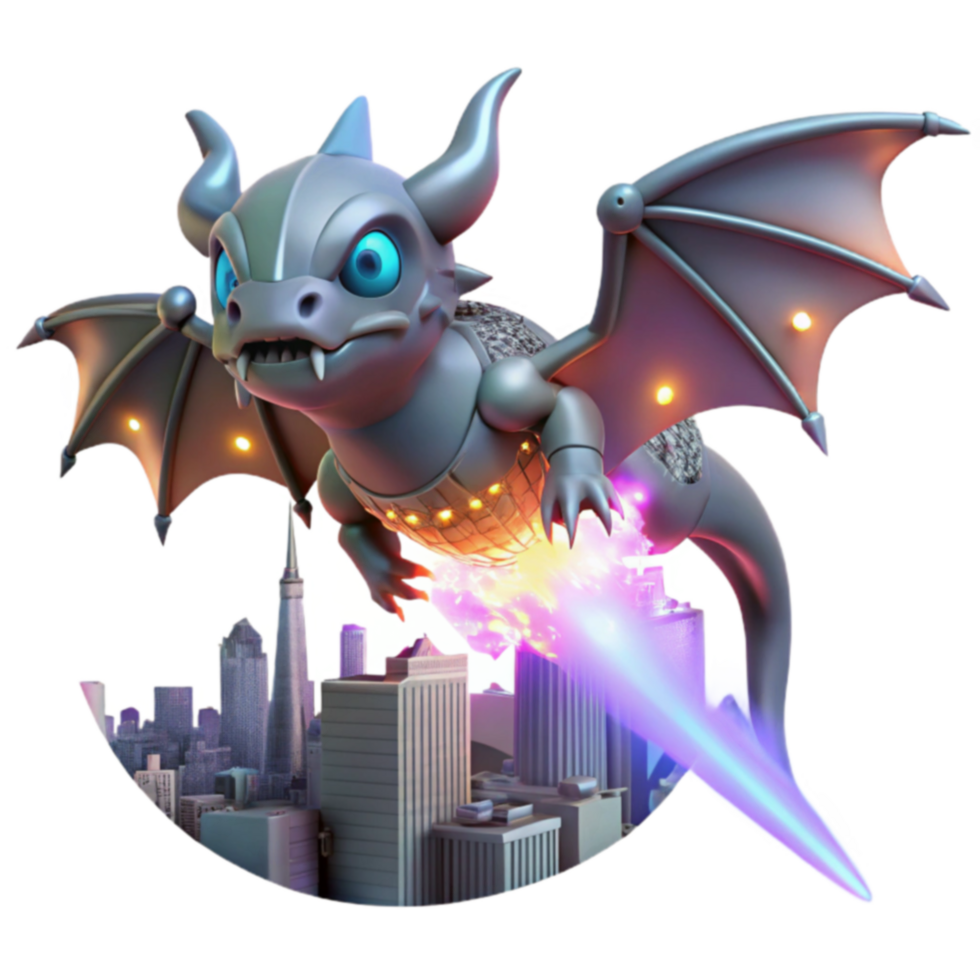 Cyber Dragon City Attack 3D Render png