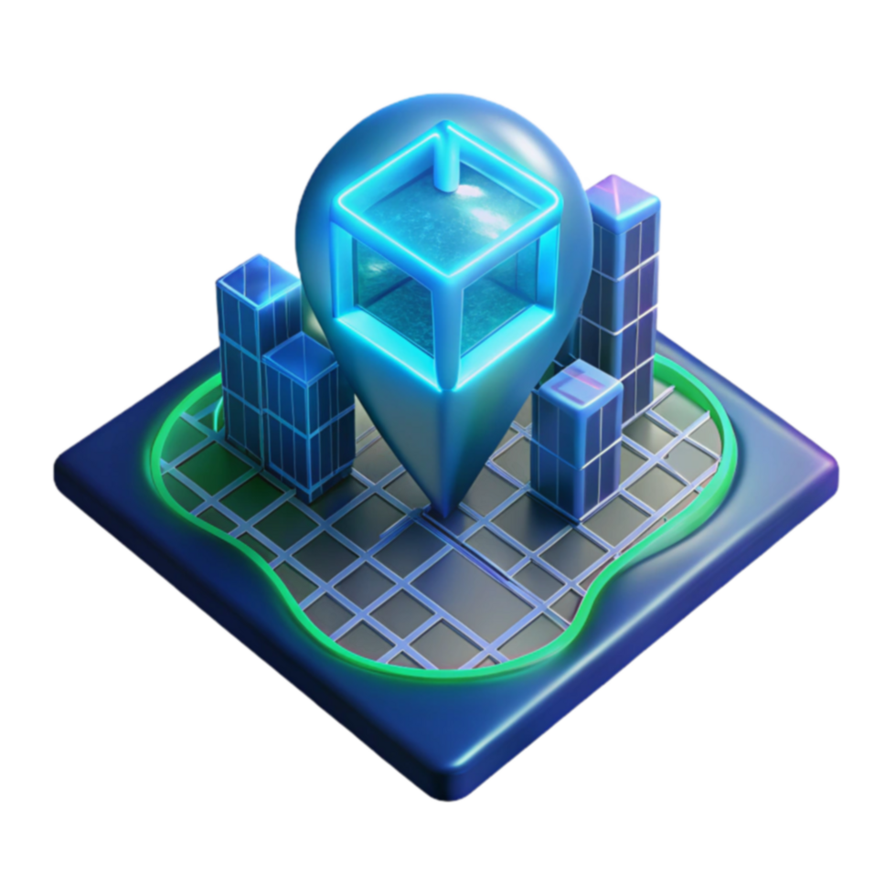3D City Map Location-Based Cube Navigation png