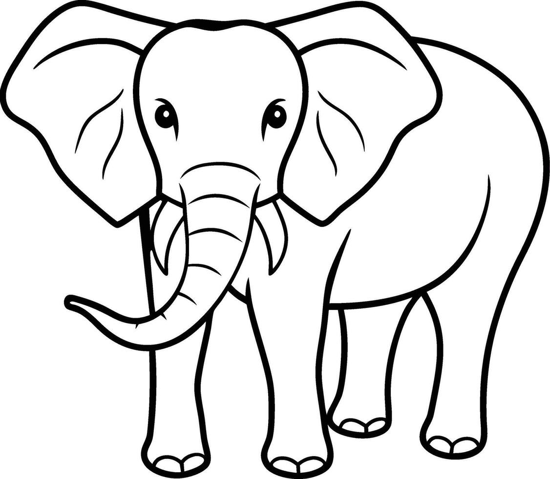 Elephant cartoon line art isolated on white background vector