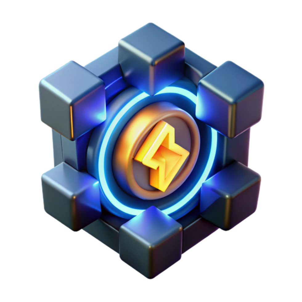 Abstract 3D Cube with Arrow Futuristic Tech Icon png