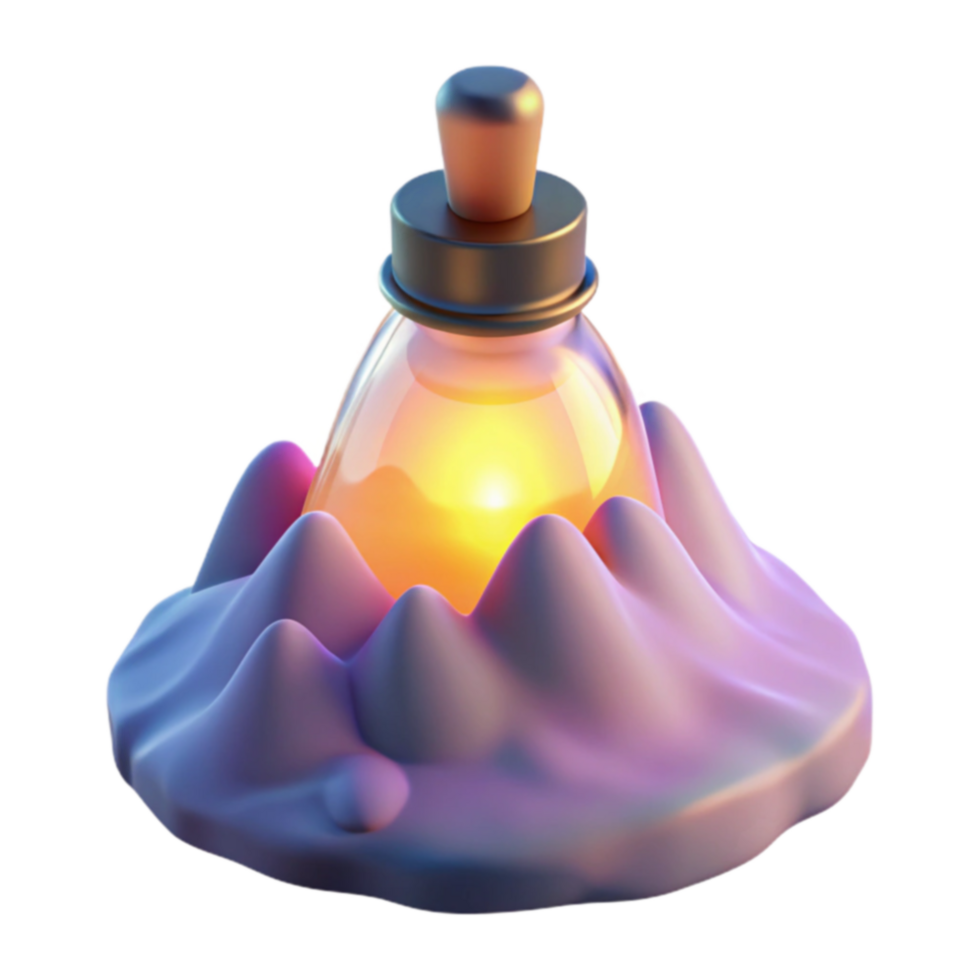 Glowing Bottle on Mountain Peak 3D Render png