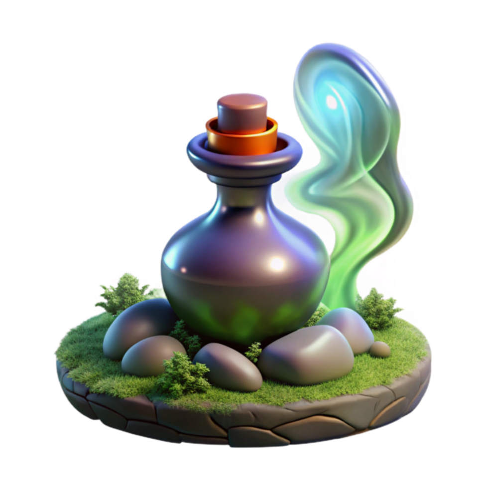 Mystical Potion Bottle 3D Render of Fantasy Elixer png