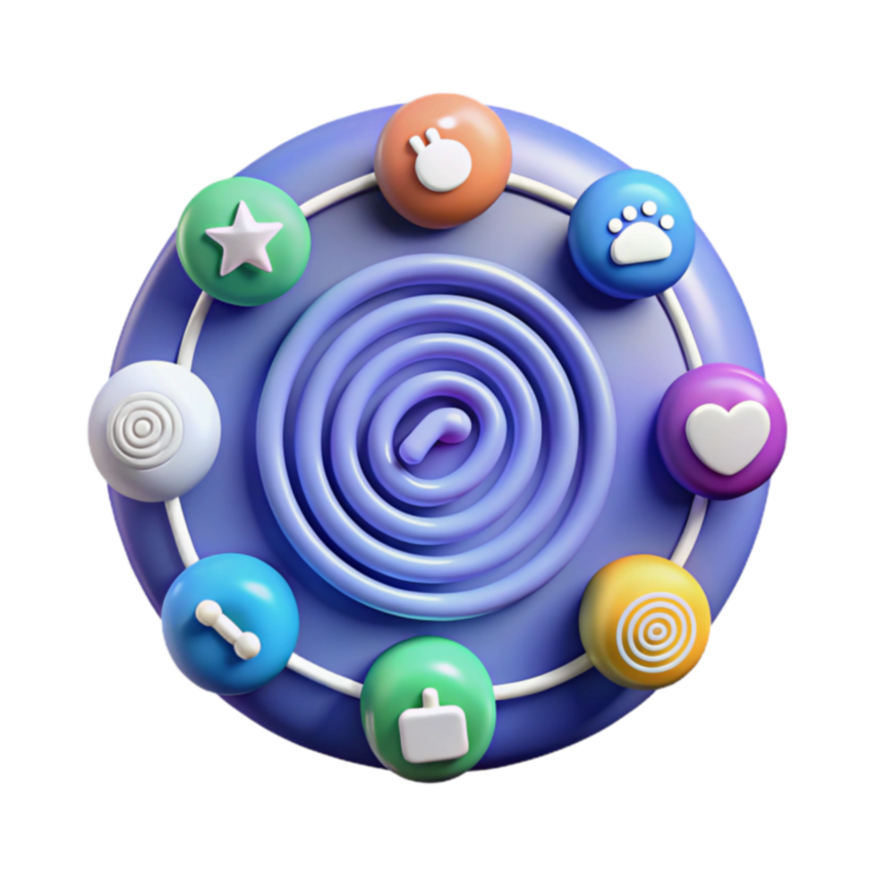 3D Spiral Interface Colorful App Icons png