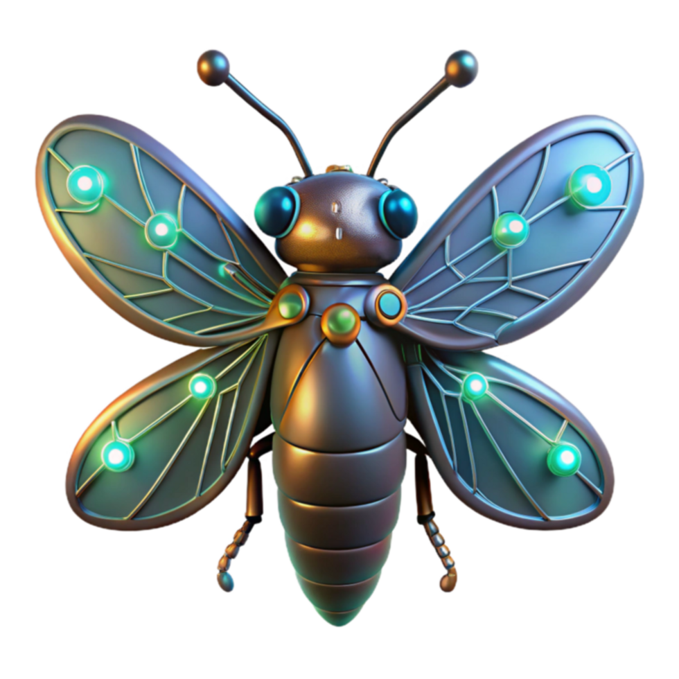 Cybernetic Butterfly A 3D Render of a Futuristic Insect png