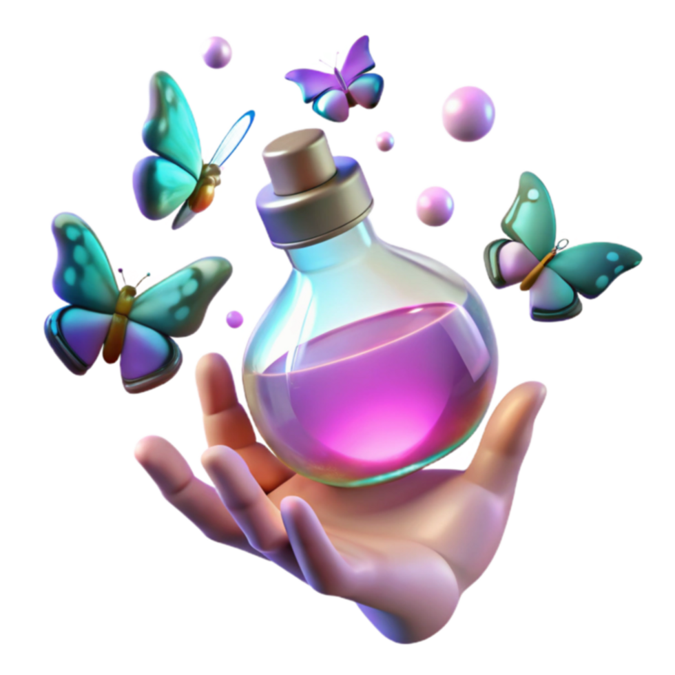 Magical Potion with Fluttery Butterflies png