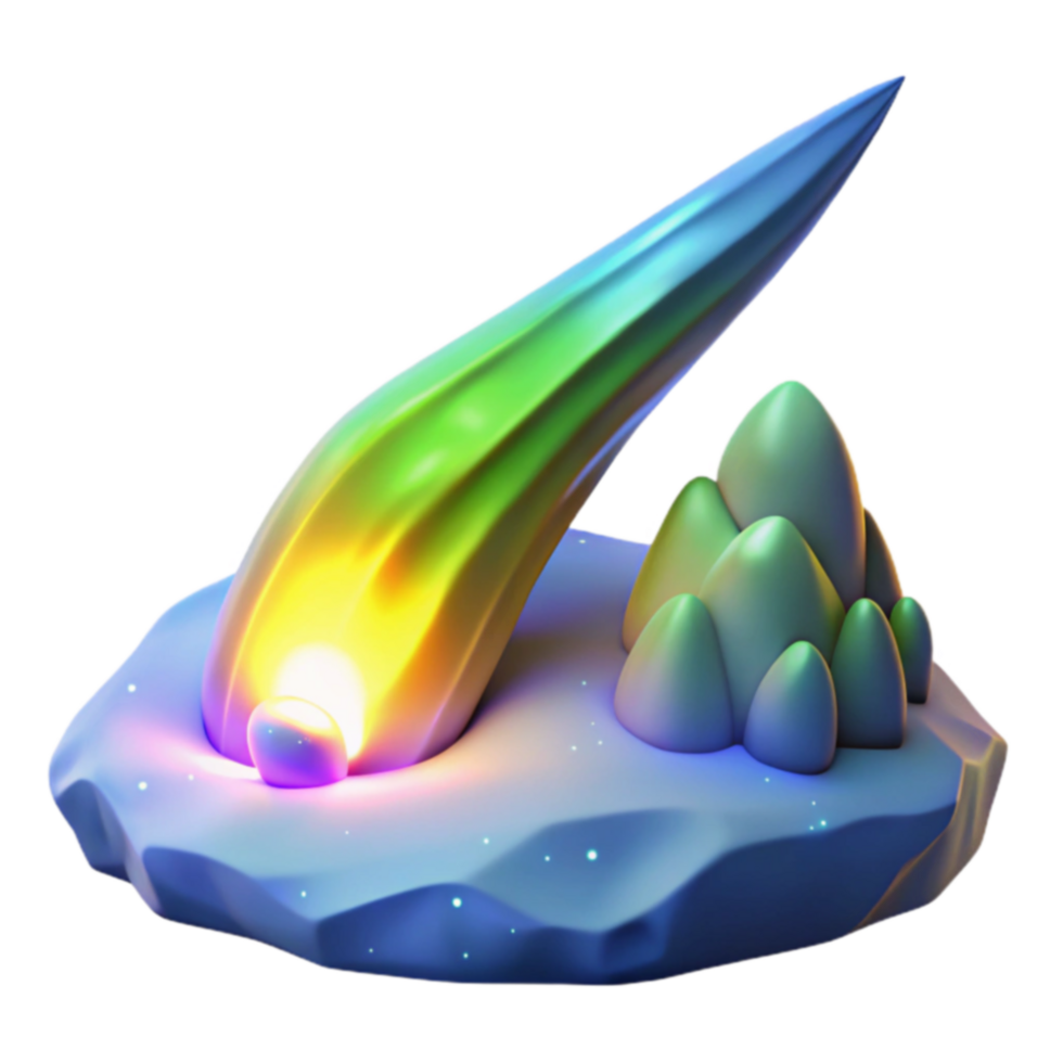 Comet Impacting Hills 3D Render png