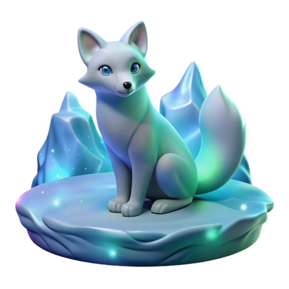 Arctic Fox on Iceberg 3D Render png