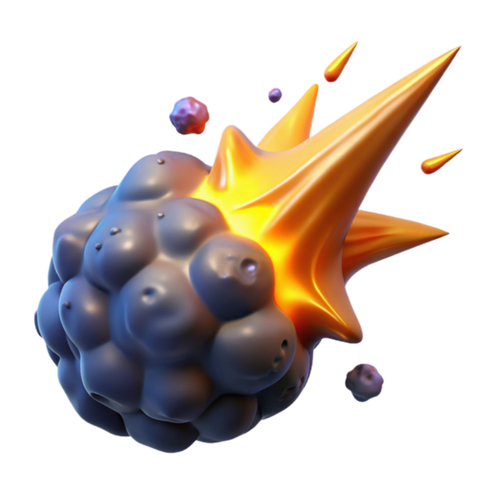 Fiery Meteoroid Impact Cosmic Collision Simulation png