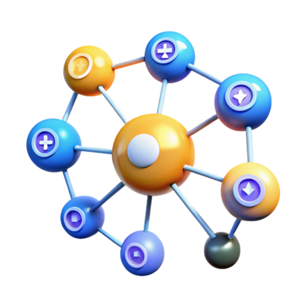 Interactive Network Nodes, Connections, and Data Flow Visualization png