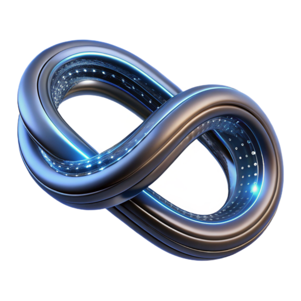 Infinite Loop Abstract 3D Metal Design with Glowing Lights png