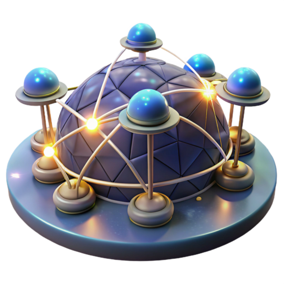 Global Network System Interconnected Nodes Data Sphere png